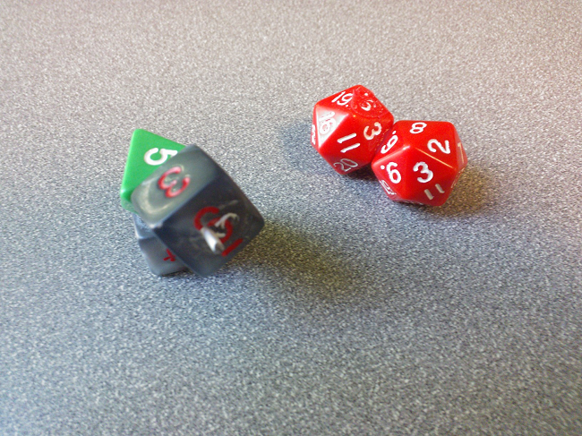'CODE' dice broken, with message paper partially visible
